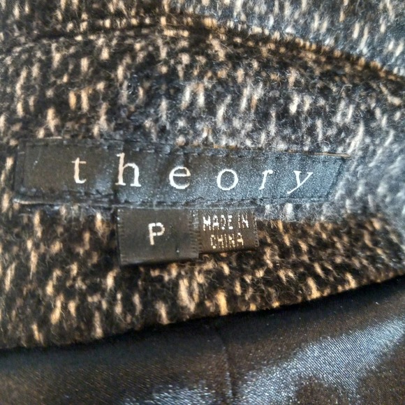 Theory Black White Wool Silk Coat Size P - Picture 6 of 6